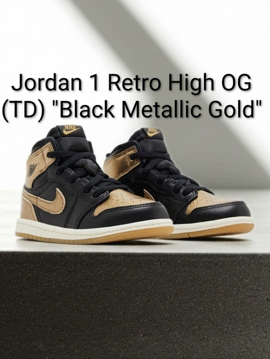 Jordan Other - Jordan 1 Retro High OG (TD) "Black Metallic Gold" Childrens 9c NWBOX